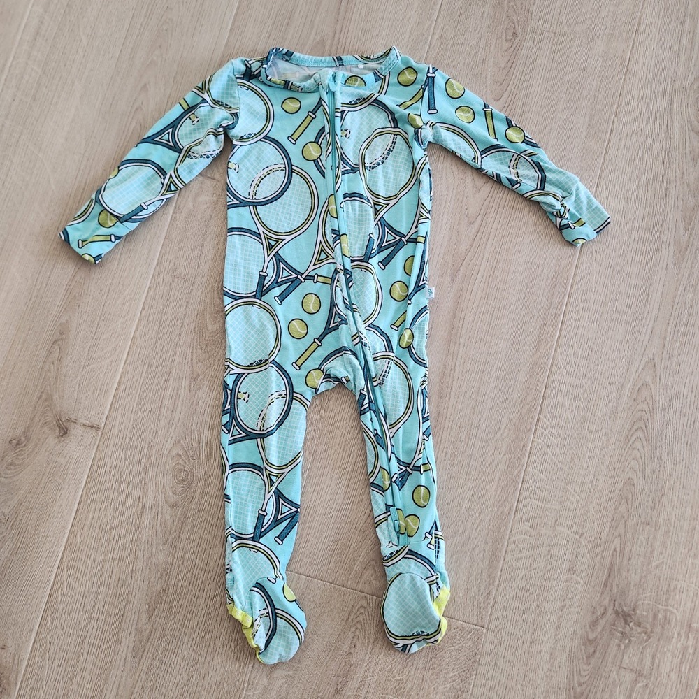 Posh Peanut Baby Bamboo Footed Pajamas sleeper 12-18 Months Tennis Rackets